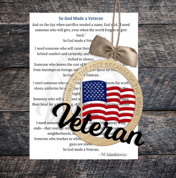 So God Made a Veteran Ornament with Poem