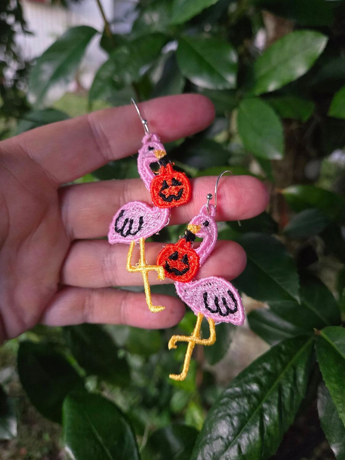 FSL Pumpkin Flamingos Earrings