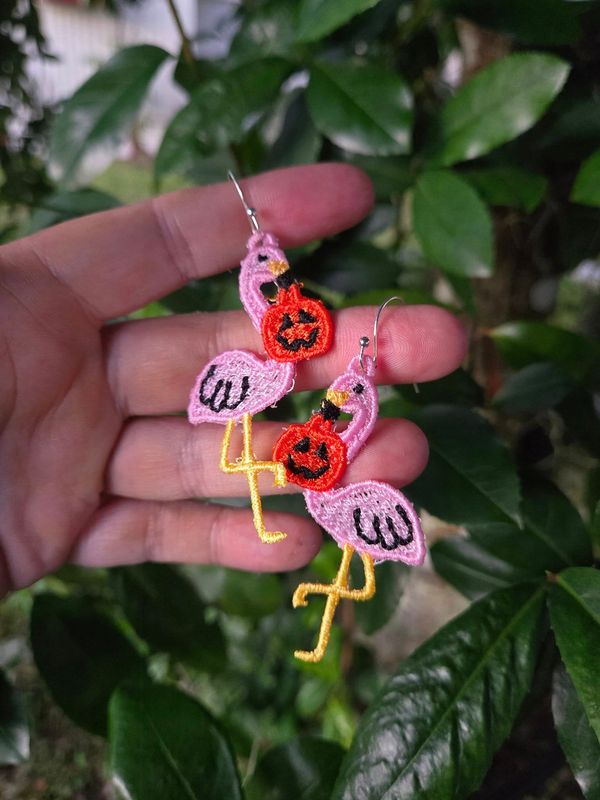 FSL Pumpkin Flamingos Earrings