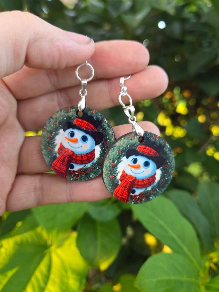 Snowman Hardboard Earrings