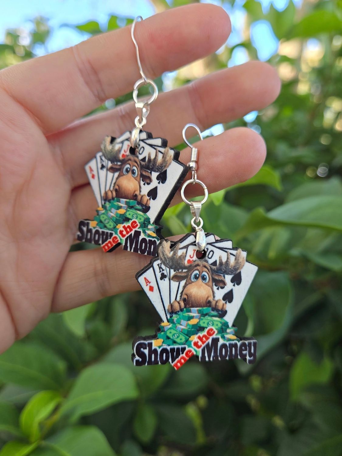 Moose Show me the Money Hardboard Earrings or Keychain