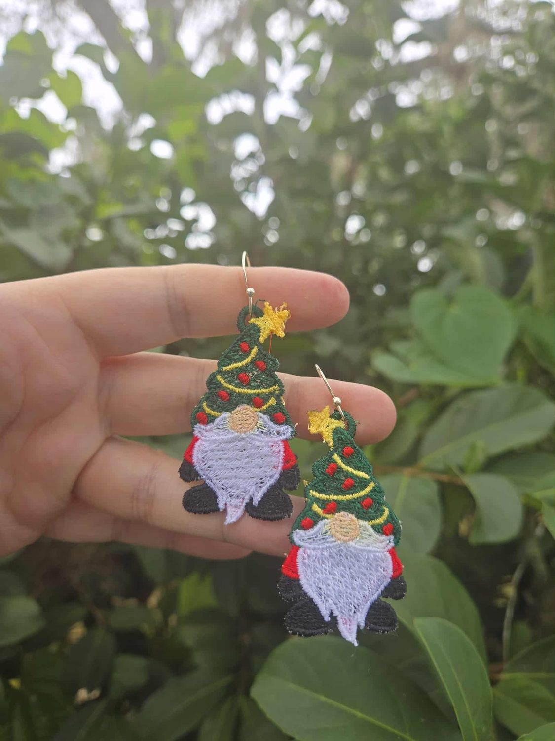 FSL  Christmas Tree Gnomes Earrings