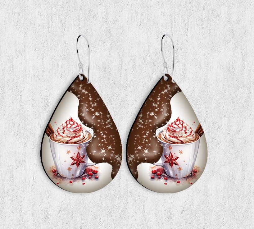 Hot Cocoa TearDrop Hardboard Earrings