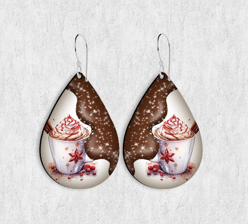 Hot Cocoa TearDrop Hardboard Earrings