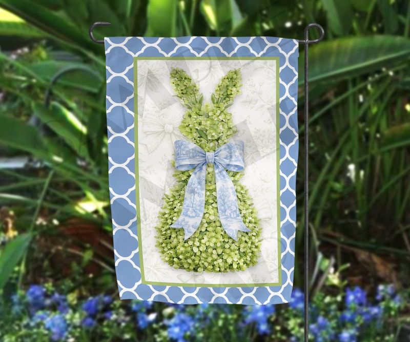 Bunny in blue Garden Flag