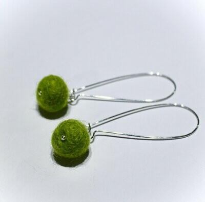 Lime green long fish hook earrings