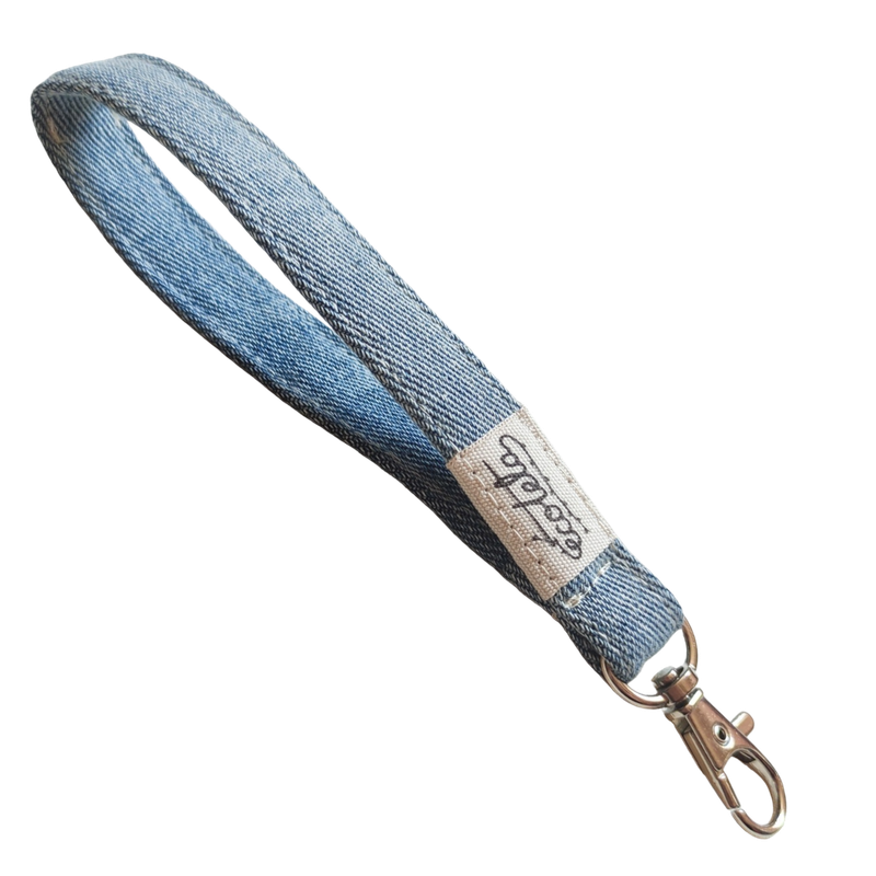 Denim claro mosquetón plata