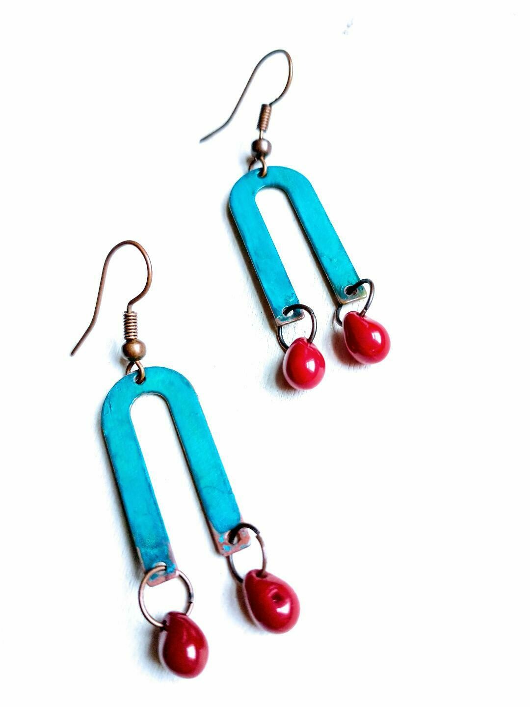 Was $18 - Now $9 (Patina Arch Red Bead Dangle)