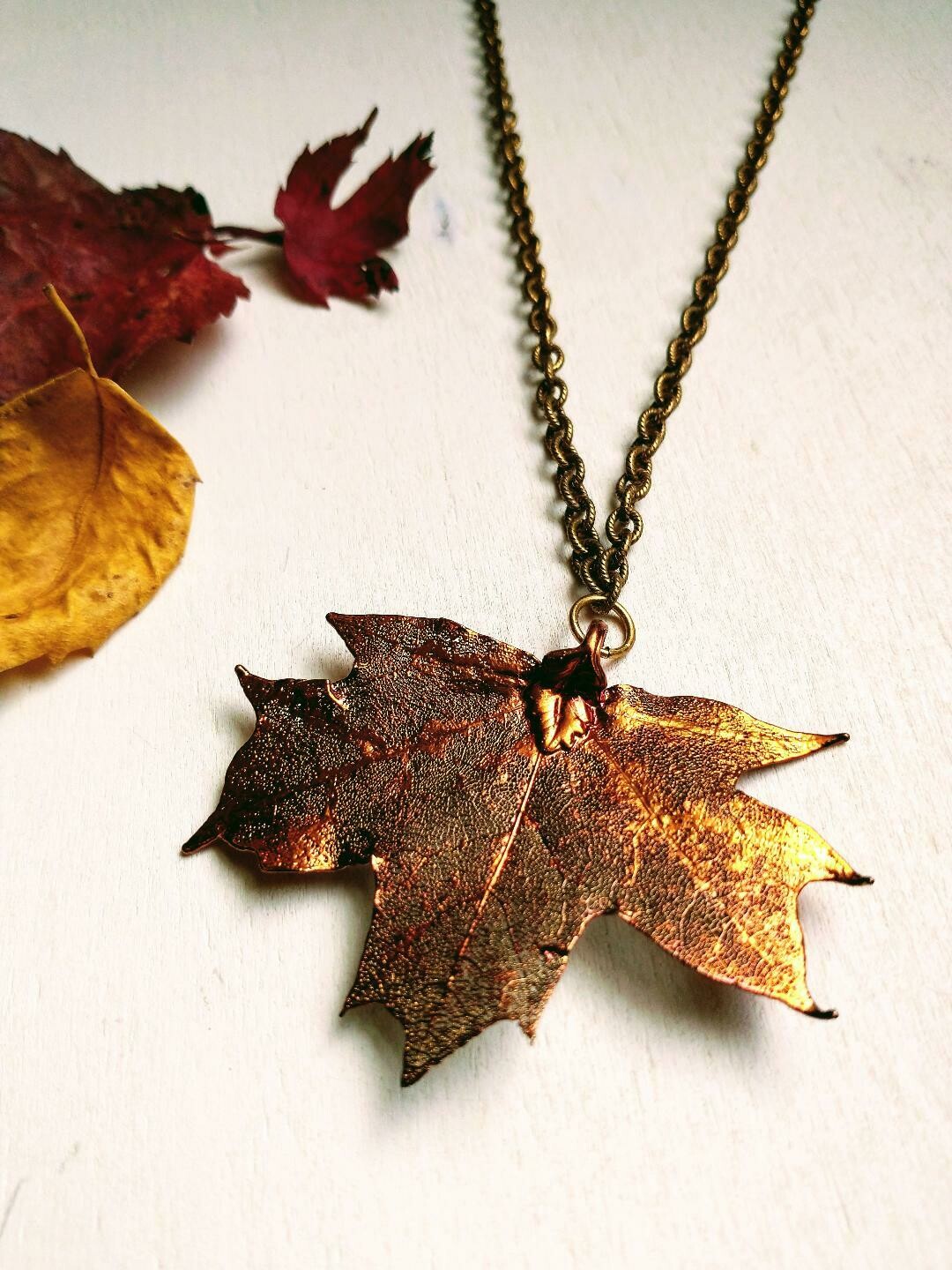 Was $24 - Now $13 (Copper Electroplated Maple Leaf Necklace)