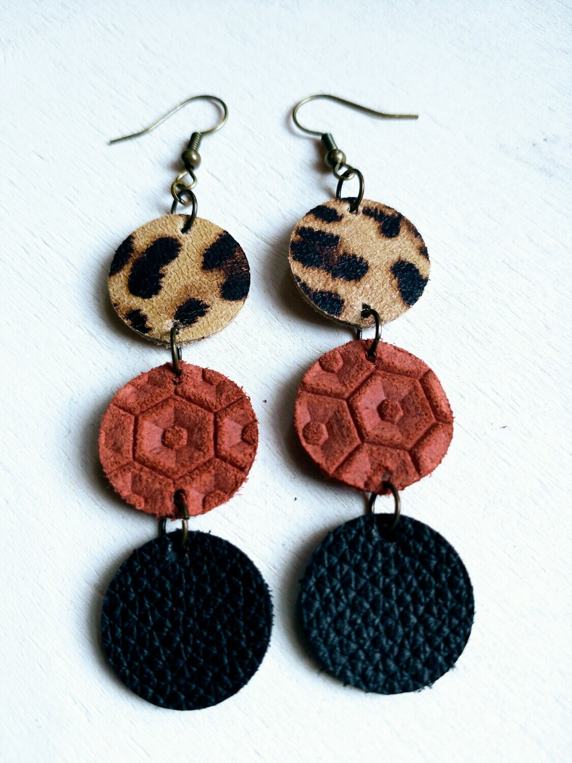 Was $20 - Now $8 (Animal Print, Rust Cork, and Black Leather Circle Stack)