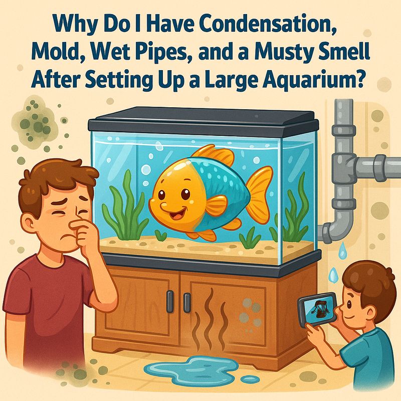 Why Do I Have Condensation, Mold, Wet Pipes, and a Musty Smell After Setting Up a Large Aquarium?