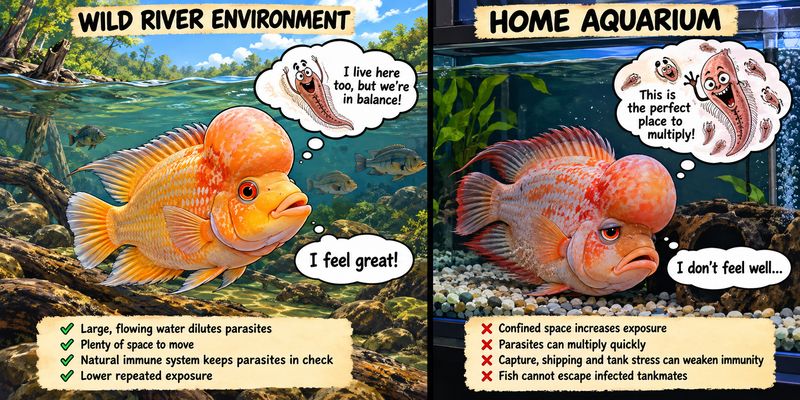 Why Can Wild Fish Live with Parasites, but Aquarium Fish Get Sick?