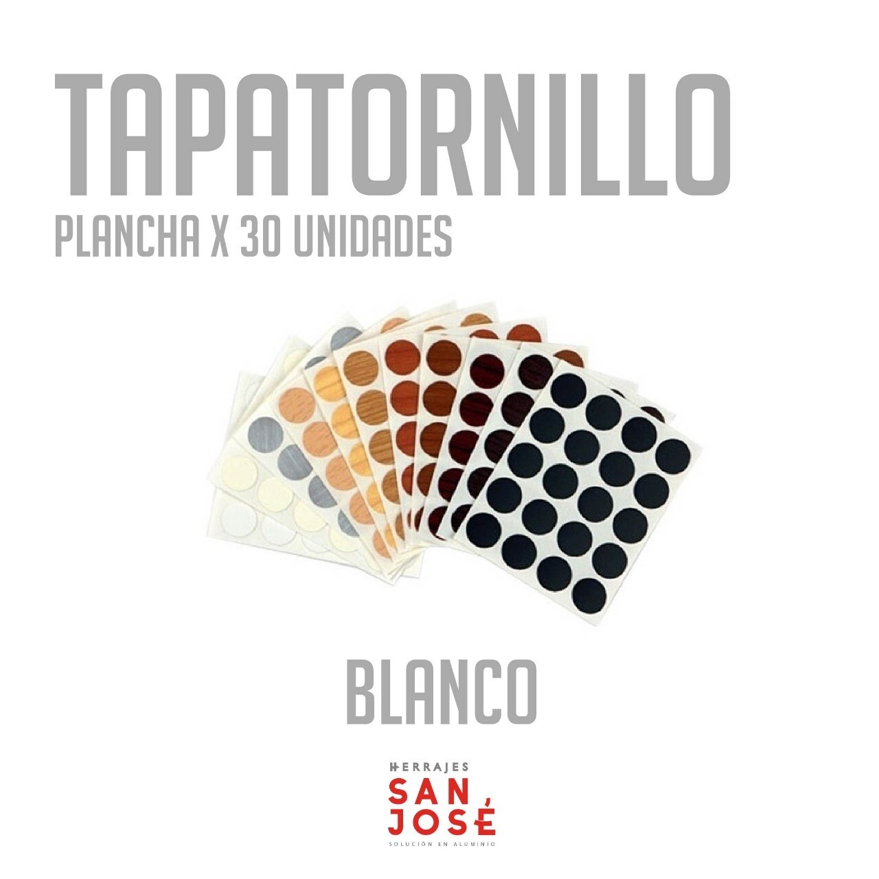 Tapa Tornillo Autoadhesiva (Caja: 30 PZA), Color: Blanco