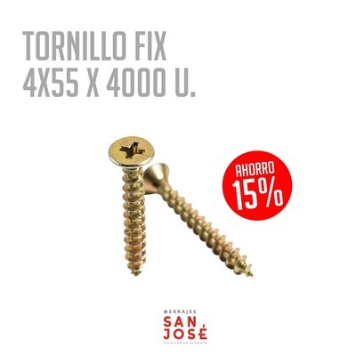 Tornillo Fix dorado 4x55 (Caja: 4000 PZA)