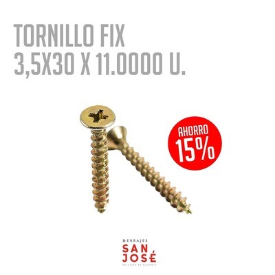 Tornillo Fix dorado 3.5x30 (Caja: 11000 PZA)