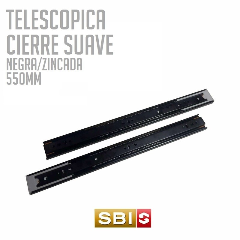 Corredera Telescopica Cierre Suave H45 45kg. 35cm Zincada SBI (Caja: 1 PZA)