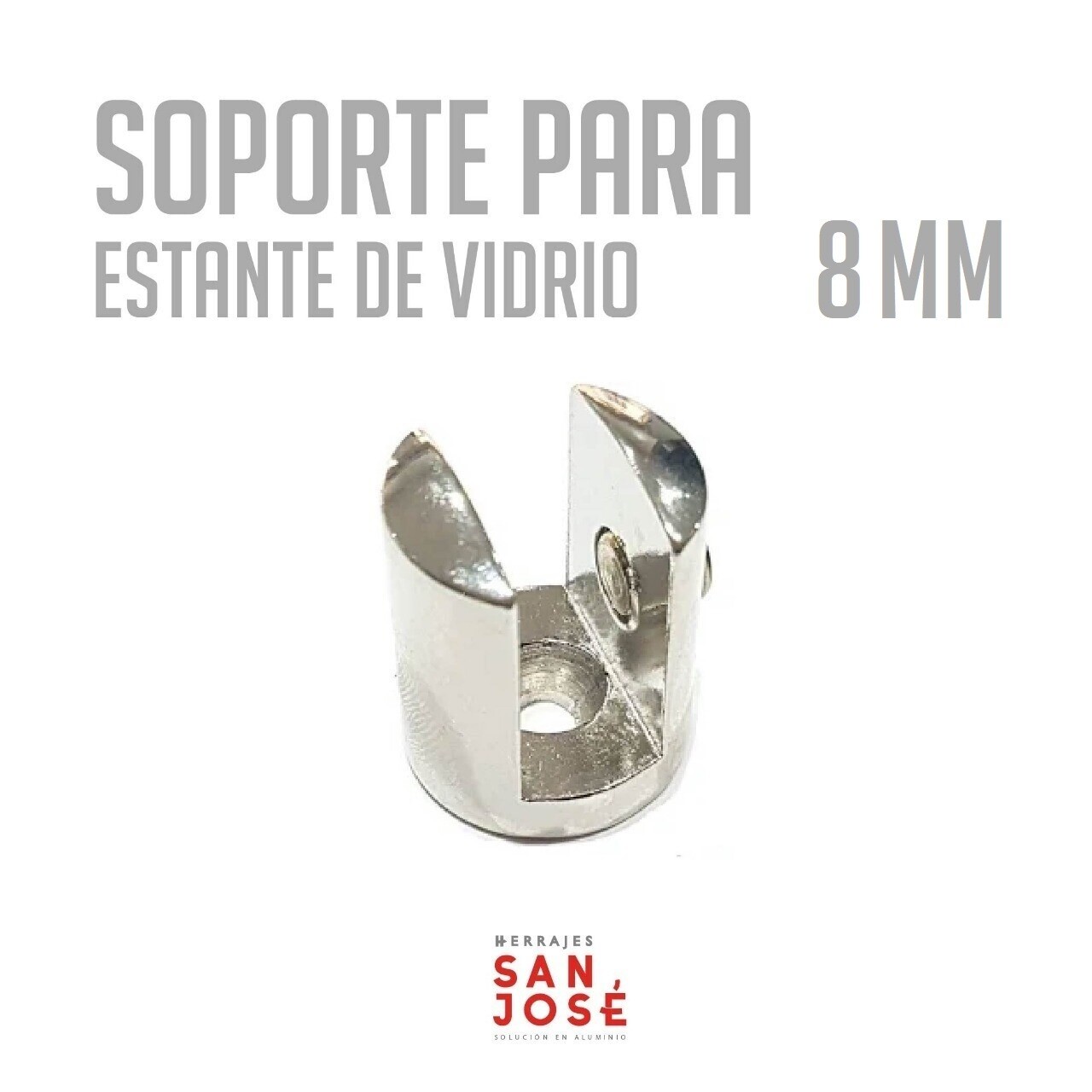 Soporte para Estante de Vidrio 8mm. Niquel (Caja: 1 PZA)