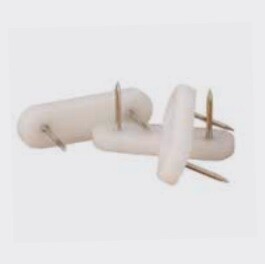 deslizador plastico {patin} Blanco con clavo Doble 45x15 (Caja: 100 PZA)
