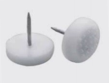deslizador plastico {patin} Blanco con clavo Simple 16mm. (Caja: 1000 PZA)
