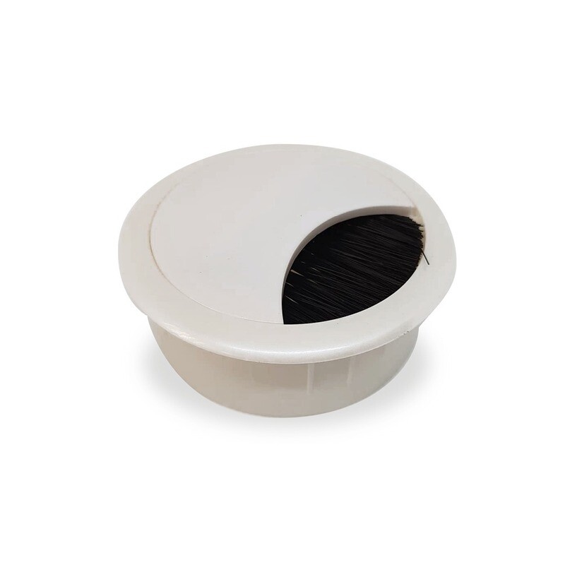 Pasacable Circular con Cepillo Blanco 6cm. (Caja: 1 PZA)