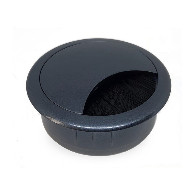 Pasacable Circular con Cepillo Negro 6cm. (Caja: 1 PZA)