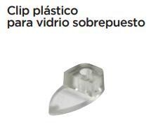 Clip plastico para Vidrio sobrepuesto (Caja: 10 PZA)