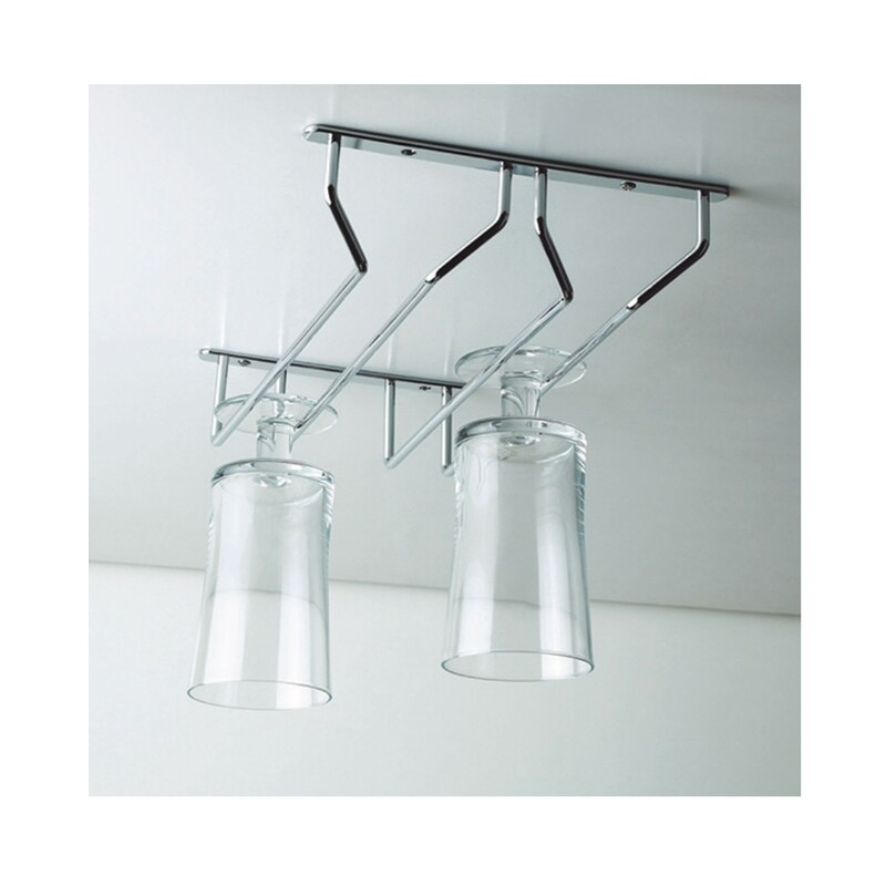 Soporte para copas Doble superior Acero cromado (Caja: 1 PZA)