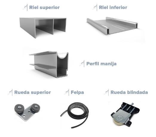 Kit de Placard Corredizo 3 metros 3 Puertas Alto 2,6 metros RUEDAS BLINDADAS (Caja: 1 PZA)