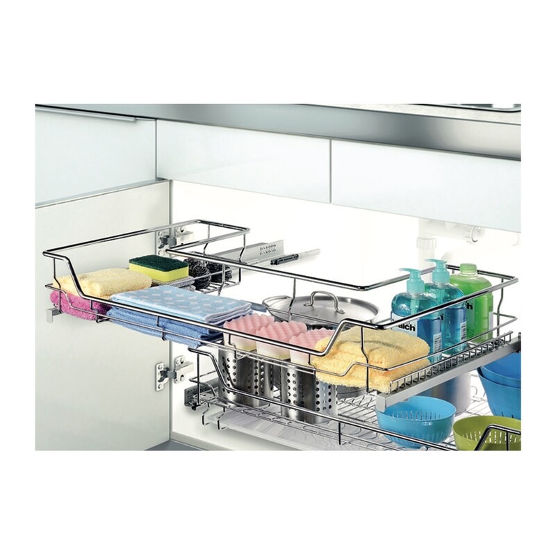 Canasto bajo pileta Interno Guia Oculta 80cm. Acero Cromado (Caja: 1 PZA)