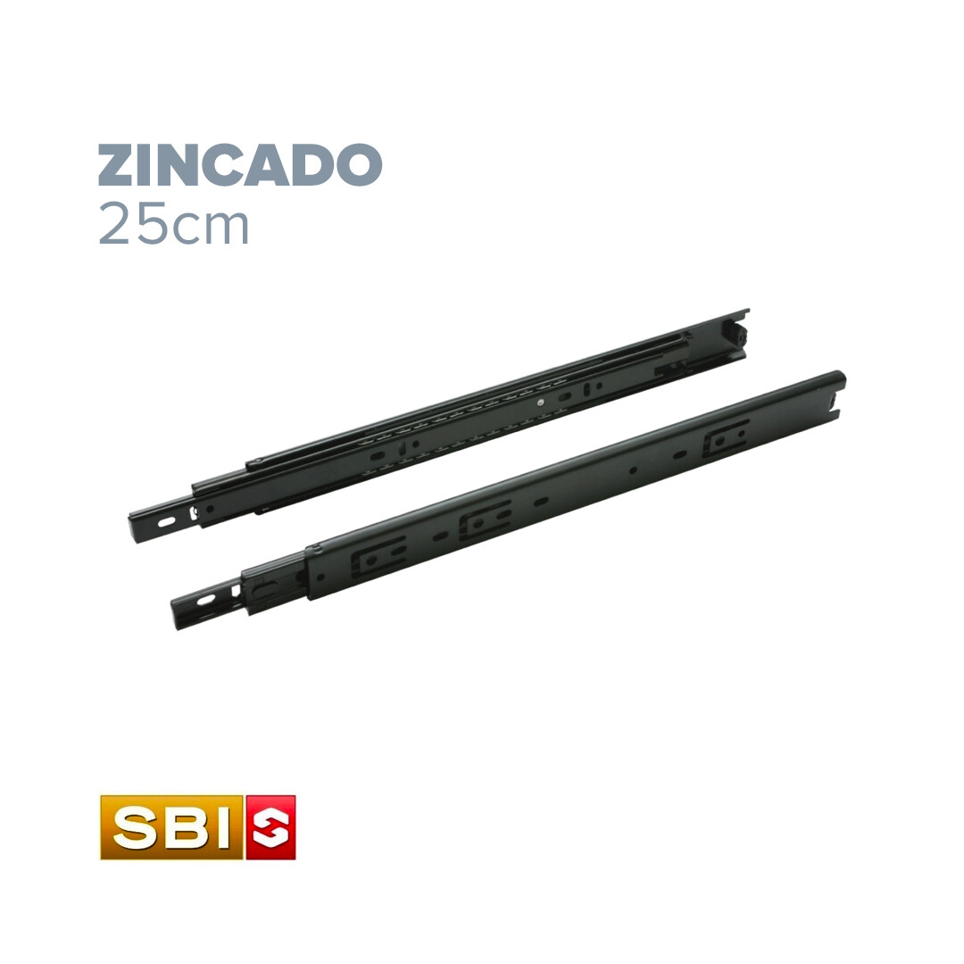 Corredera Telescopica Liviana H35 25kg 25cm. Zincada SBI (1 PAR)