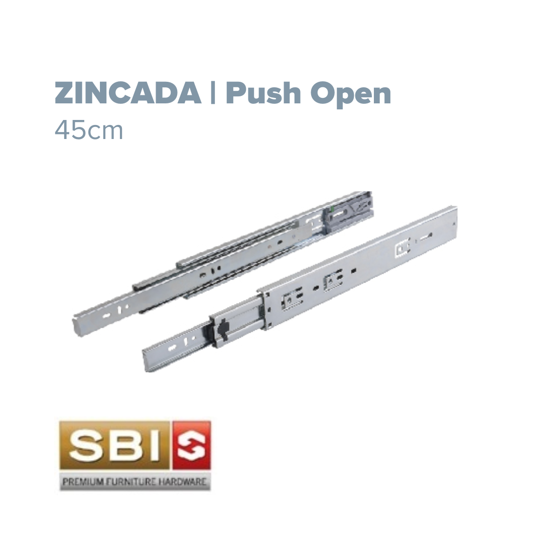 Telescopica Push Open 45cm SBI Zincada (Caja: 1 PZA)