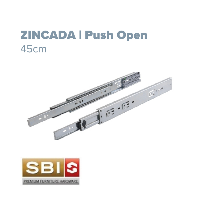 Telescopica Push Open 45cm SBI Zincada (Caja: 1 PZA)