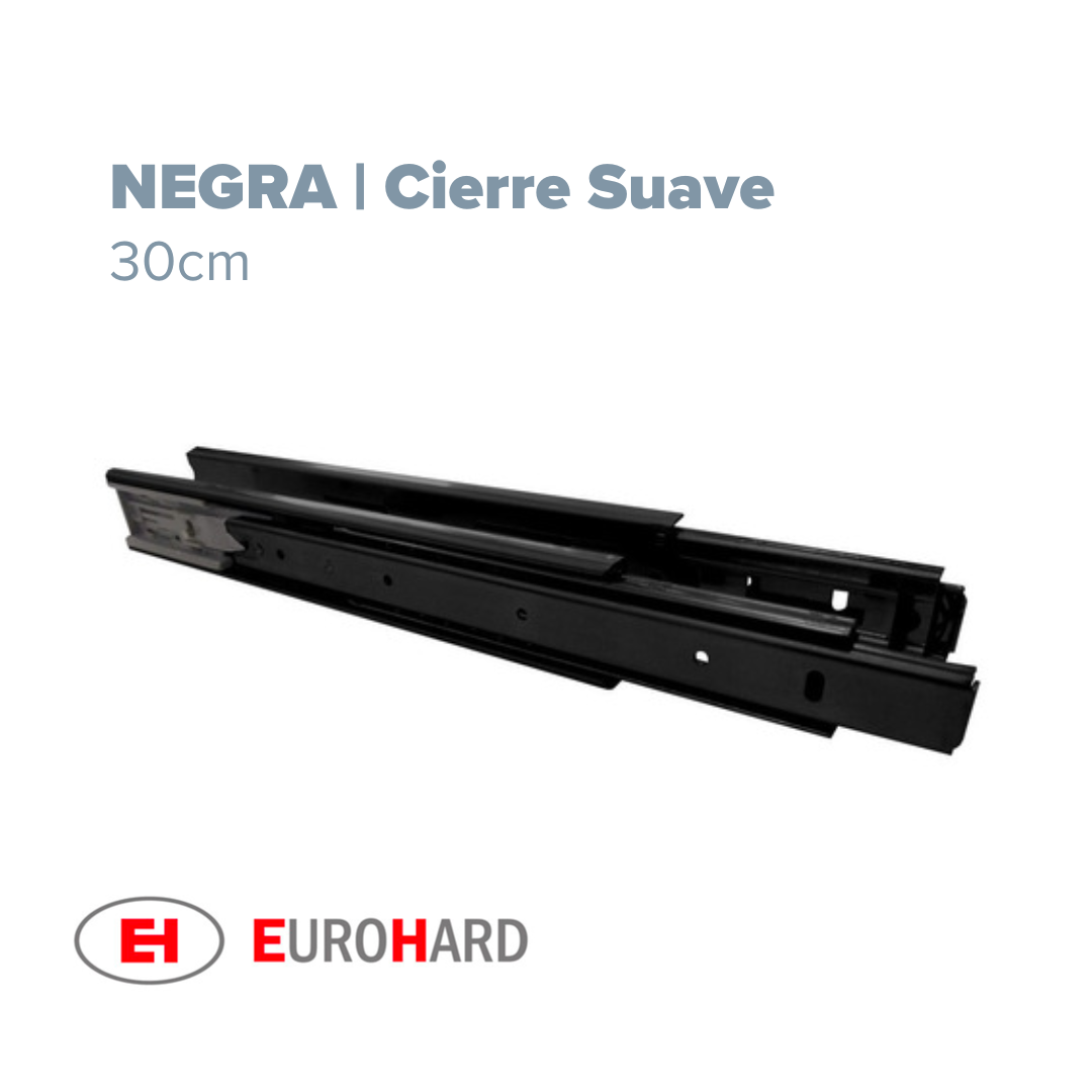 Telescopica Cierre Suave H45 45kg 30cm Negra EH (Caja: 1 PZA)
