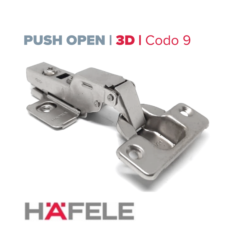 Bisagra 35 Push Open , Codo 9, Base Normal. Hafele (Caja: 1 PZA)