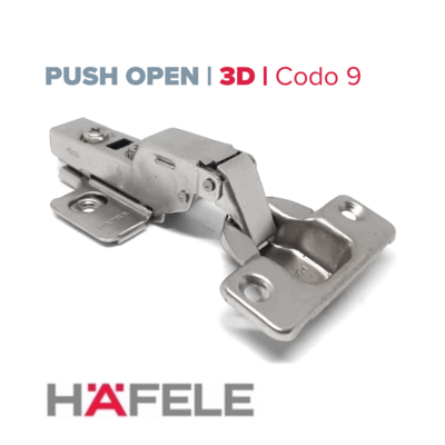 Bisagra 35 Push Open , Codo 9, Base 3D. Hafele (Caja: 1 PZA)