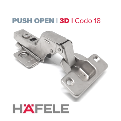Bisagra 35 Push Open , Codo 18, Base 3D. Hafele (Caja: 1 PZA)