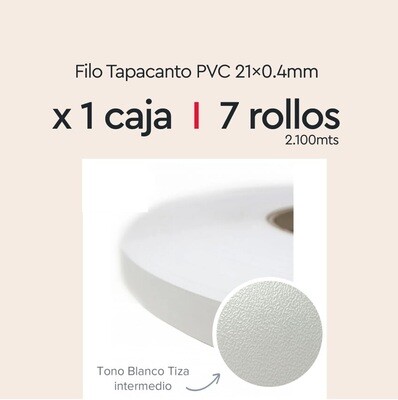 Filo Tapacanto PVC 21x0.4mm. x 300m. Blanco TIZA (Caja: 7 ROLLOS) Total 2100 metros