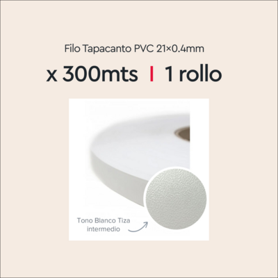 Filo Tapacanto PVC 21x0.4mm. x 300m. Blanco TIZA (Caja: 1 ROLLO)