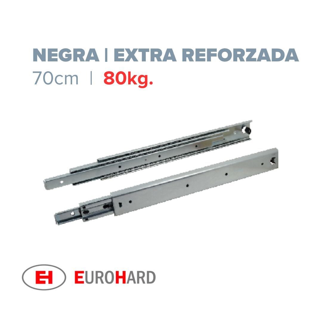 Telescopica Reforzada Clip H53 80kg. 70cm Negra (Caja: 1 PZA)