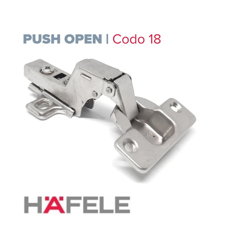 Bisagra 35 Push Open , Codo 18, Base Normal. Hafele (Caja: 1 PZA)