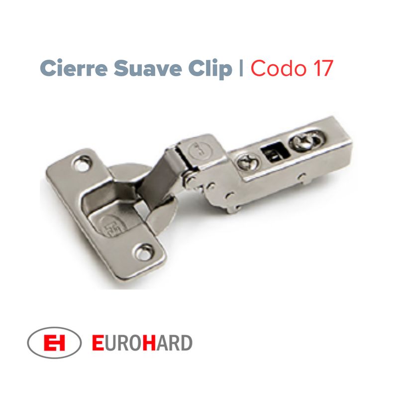 Bisagra Cierre Suave Clip Ø35mm. Codo 17 EH (Caja: 1 PZA)