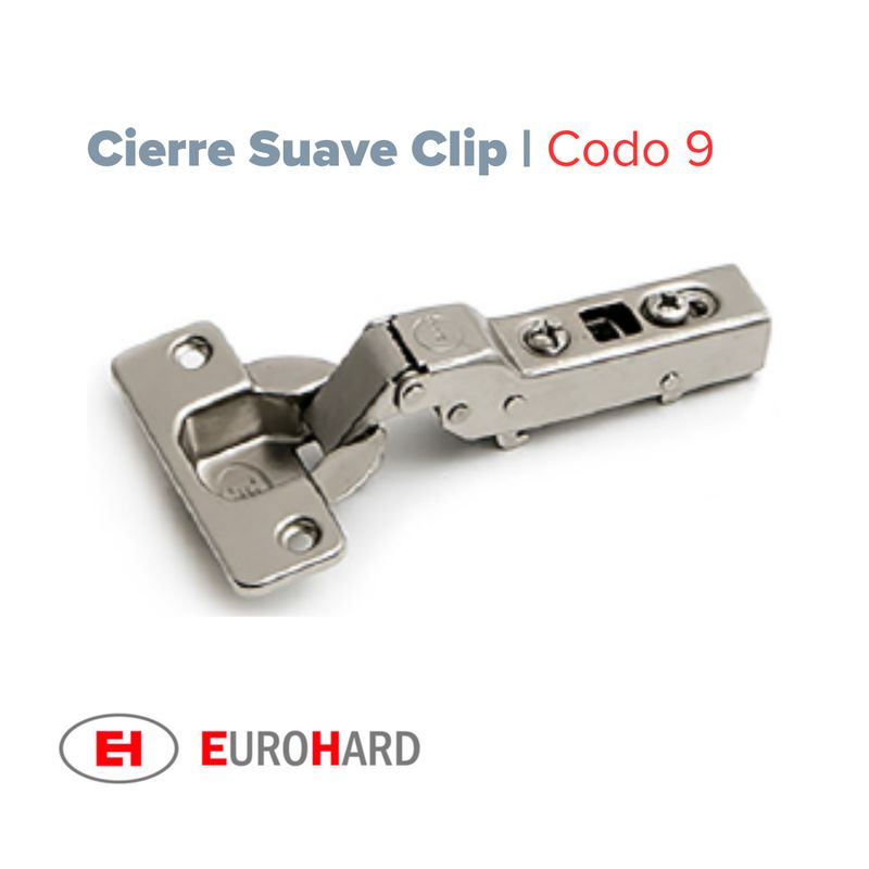Bisagra Clip Cierre Suave Ø35mm. Codo 9 EH (Caja: 1 PZA)