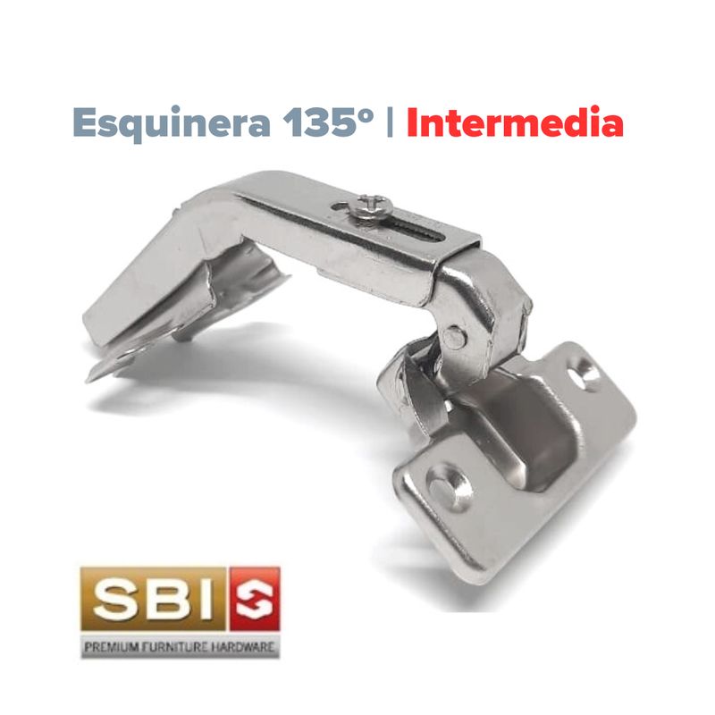 Bisagra Ø35 135º esquinera intermedia con base. SBI (Caja: 1 PZA)