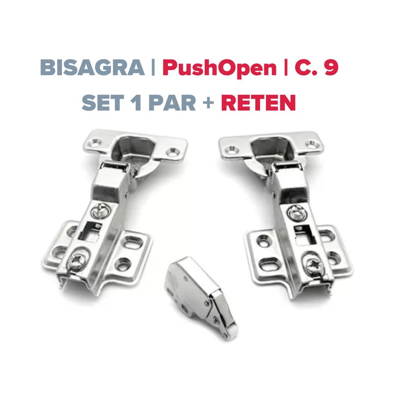 Bisagra 35 Push Open Codo 9 BRONZEN con reten (Caja: 1 PAR)