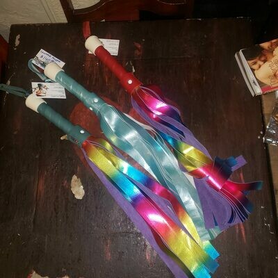 Rough Cut Metallic Leather Flogger