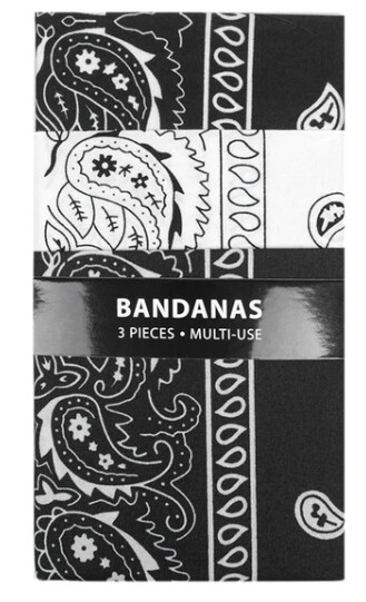 87150 3pk Bandanas - 2 Black & 1 White