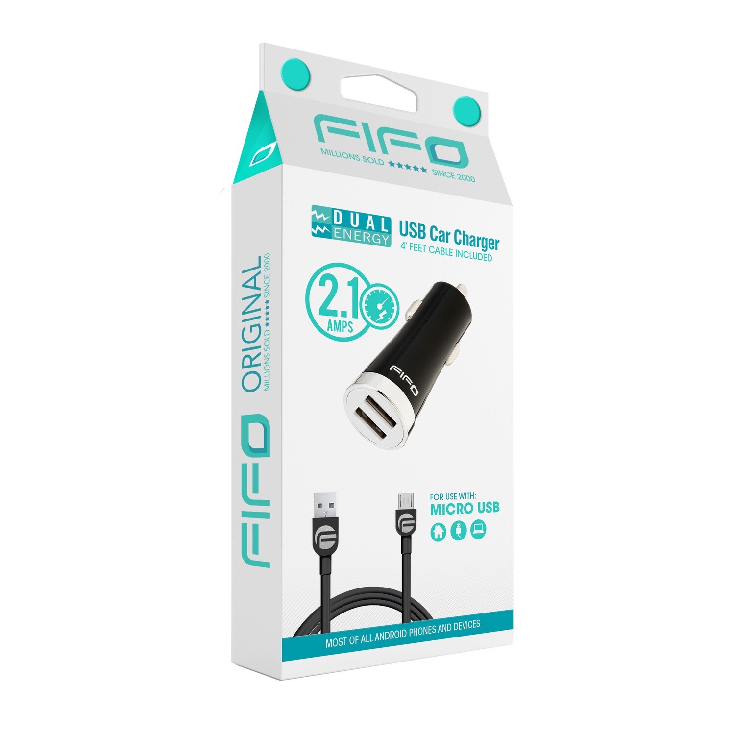 FIFO DUAL USB CAR CHARGERS FOR MICRO USB