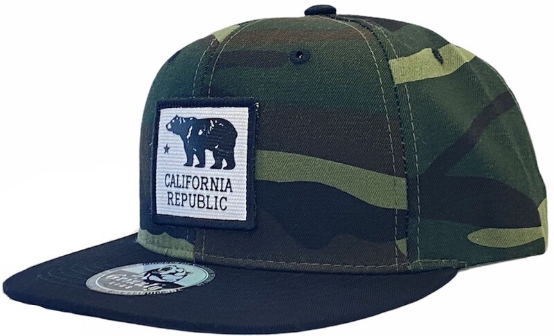 California Republic Bear Square Patch Snapback Hat