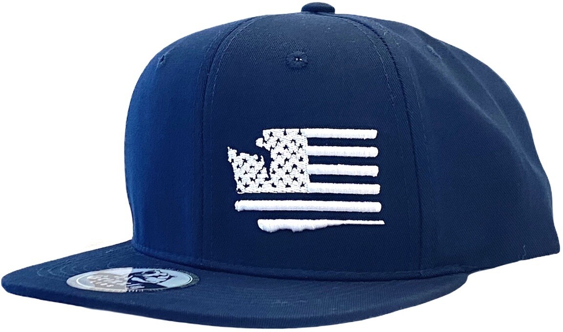 Washing Map USA Flag Snapback 6 Panel Adjustable Snap Fit Hat