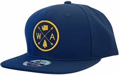 WA Arrow Washington Snapback 6 Panel Adjustable Snap Fit Hat